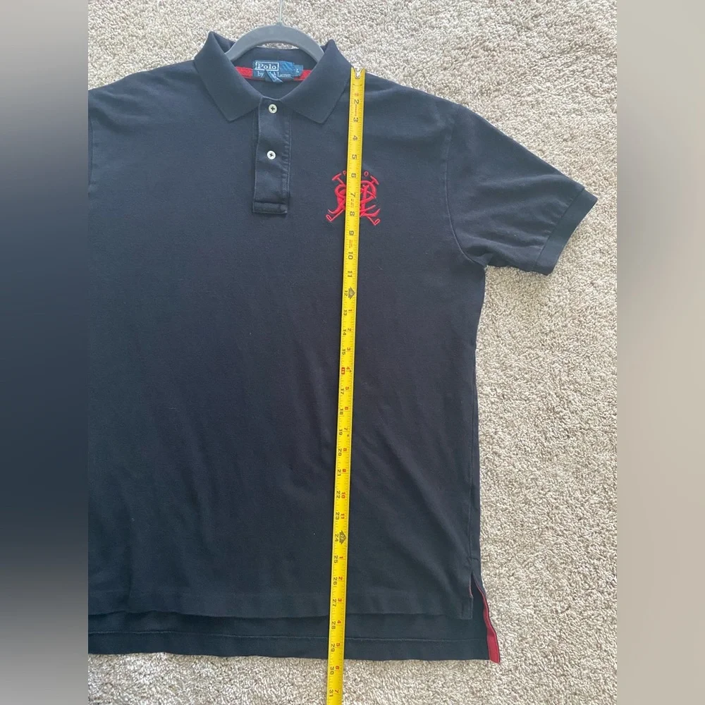 Polo Ralph Lauren Shirt Polo Mens L Black Red Crossed Mallet RPLC Crest